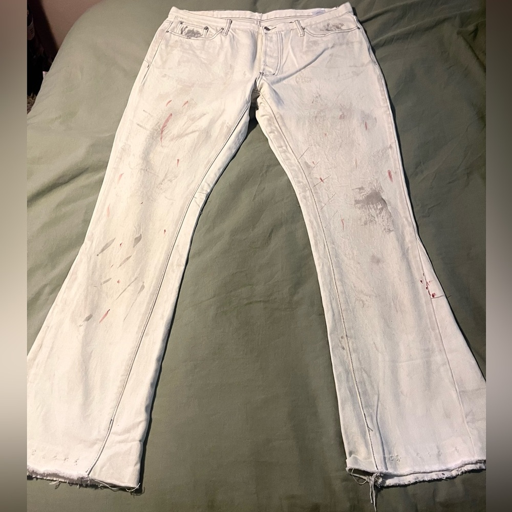 Men's White Distressed Jeans